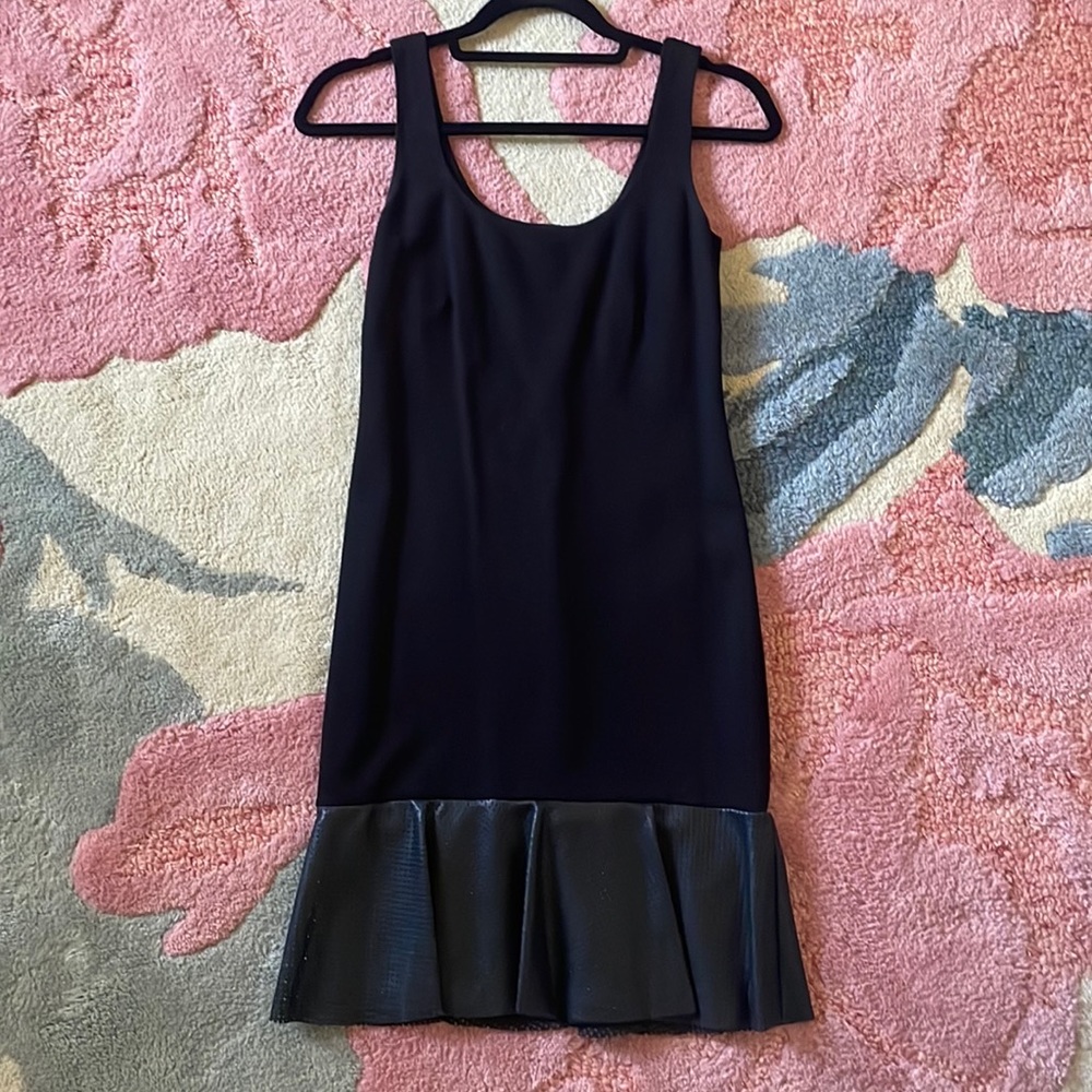 Bailey44 fitted tank dress w/ ruffled vegan leather